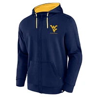 Sweat à capuche entièrement zippé Fanatics pour hommes, marine, West Virginia Mountaineers Power Index