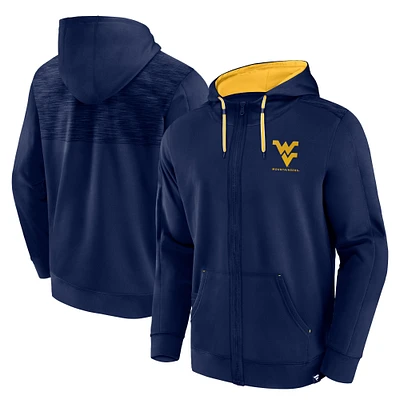 Sweat à capuche entièrement zippé Fanatics pour hommes, marine, West Virginia Mountaineers Power Index