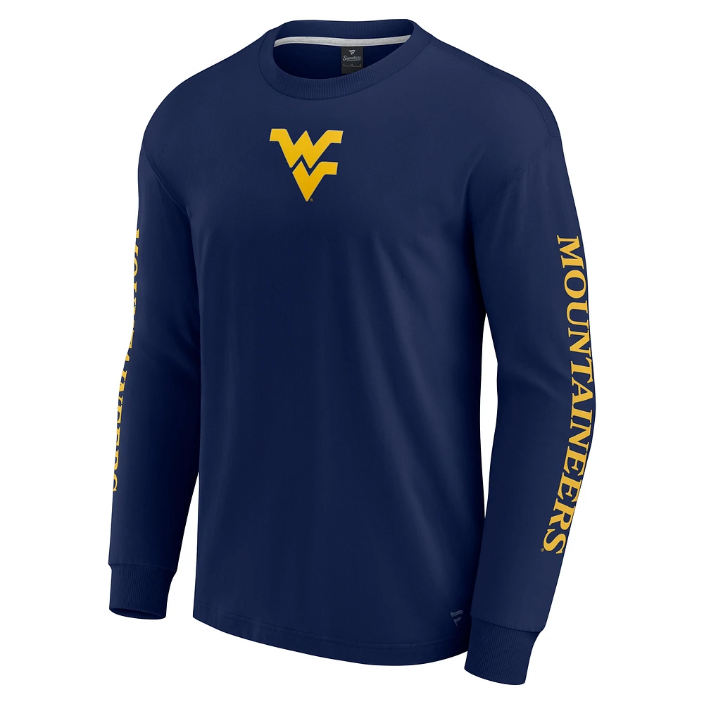 Men's Fanatics Navy West Virginia Mountaineers Strive Long Sleeve T-Shirt