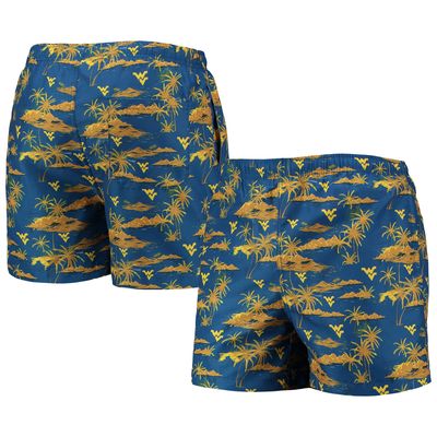 Men's FOCO Navy West Virginia Mountaineers Island Palm Swim Trunks