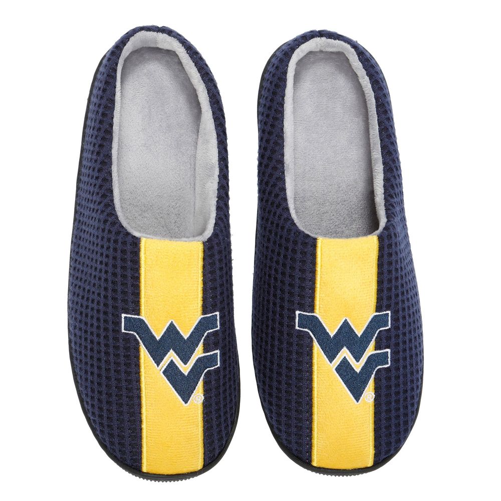 Men's FOCO Navy West Virginia Mountaineers Team Stripe Memory Foam Slide Slippers