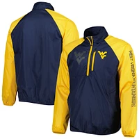 Veste à demi-fermeture éclair raglan G-III Sports by Carl Banks pour homme, bleu marine/doré West Virginia Mountaineers Point Guard