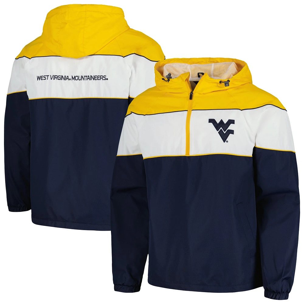 Veste à capuche raglan demi-zip G-III Sports by Carl Banks pour hommes, bleu marine, West Virginia Mountaineers Center Line