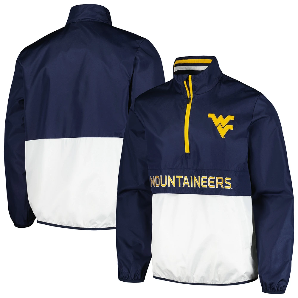 Haut à demi-zip G-III Sports by Carl Banks pour hommes, bleu marine, West Virginia Mountaineers Cornerman