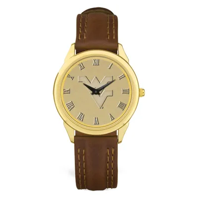 West Virginia Mountaineers Medallion Leather Wristwatch