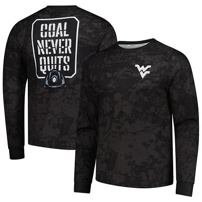 T-shirt à manches longues WVU Custom Charcoal Black LCW NCAA pour homme Built on Bravery TEEMENL-S 1990139