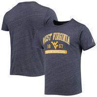 Men's League Collegiate Wear Heathered Navy West Virginia Mountaineers Volume Up Victory Falls Tri-Blend T-Shirt