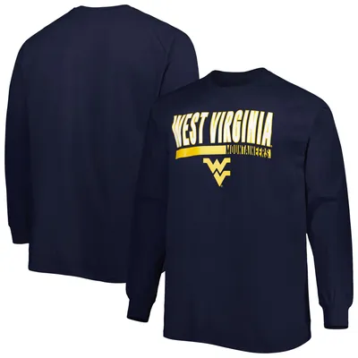 West Virginia Mountaineers Big & Tall Two-Hit Raglan Long Sleeve T-Shirt - Navy