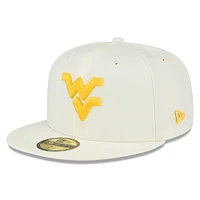 Men's New Era Cream West Virginia Mountaineers Chrome Color Dim 59FIFTY Fitted Hat