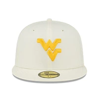 Men's New Era Cream West Virginia Mountaineers Chrome Color Dim 59FIFTY Fitted Hat