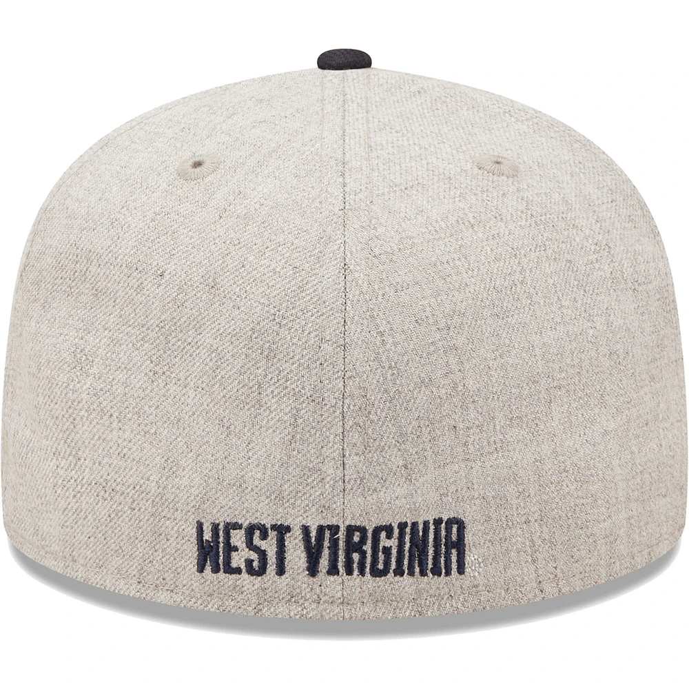 Casquette ajustée 59FIFTY pour homme New Era Heather Grey/Navy West Virginia Mountaineers Patch