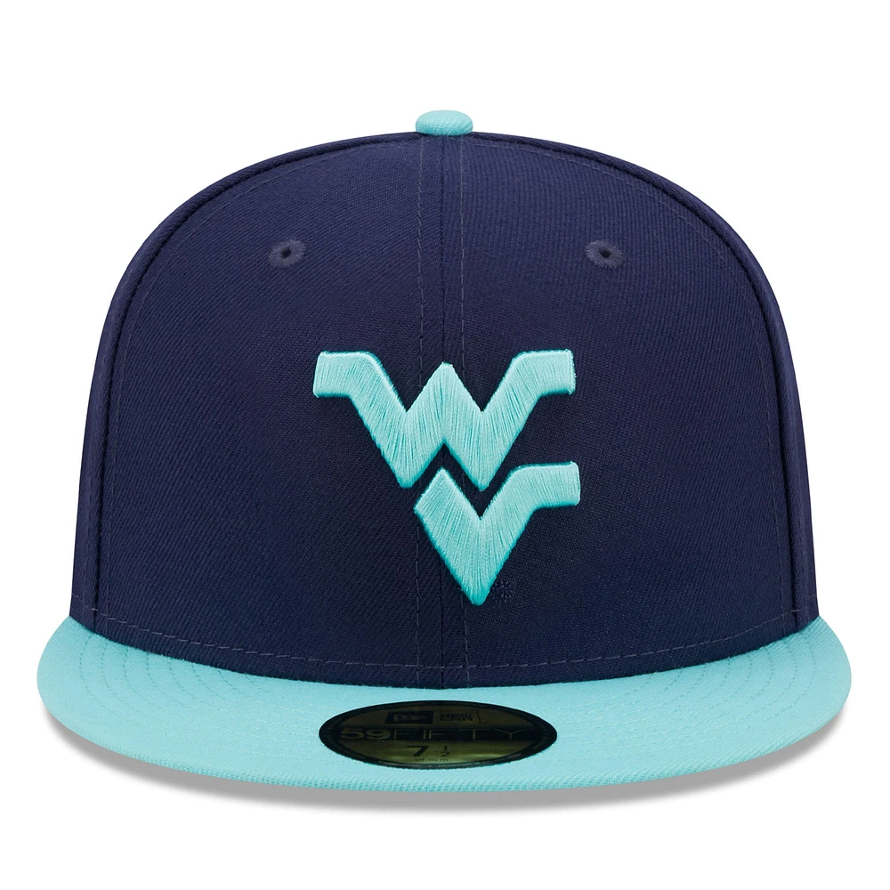 Men's New Era Navy/Light Blue West Virginia Mountaineers 59FIFTY Fitted Hat