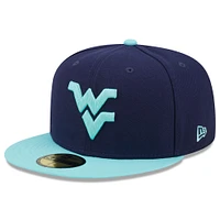 Men's New Era Navy/Light Blue West Virginia Mountaineers 59FIFTY Fitted Hat