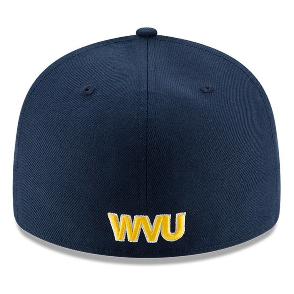 Men's New Era White/Navy West Virginia Mountaineers Basic Low Profile 59FIFTY Fitted Hat