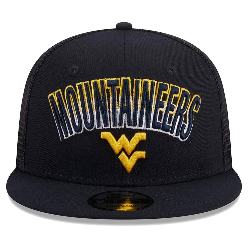 Men's New Era Navy West Virginia Mountaineers Grade Trucker 9FIFTY Snapback Hat