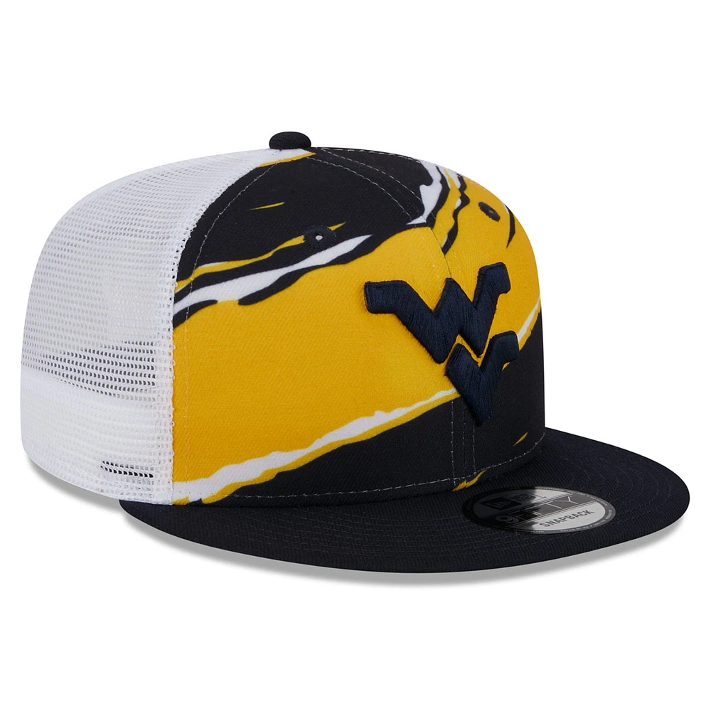 Men's New Era Navy West Virginia Mountaineers Tear Trucker 9FIFTY Snapback Hat