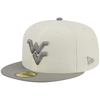 Casquette ajustée 59FIFTY Stone/Grey West Virginia Mountaineers Chrome & Concrete New Era pour homme