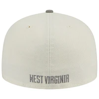 Men's New Era Stone/Gray West Virginia Mountaineers Chrome & Concrete 59FIFTY Fitted Hat