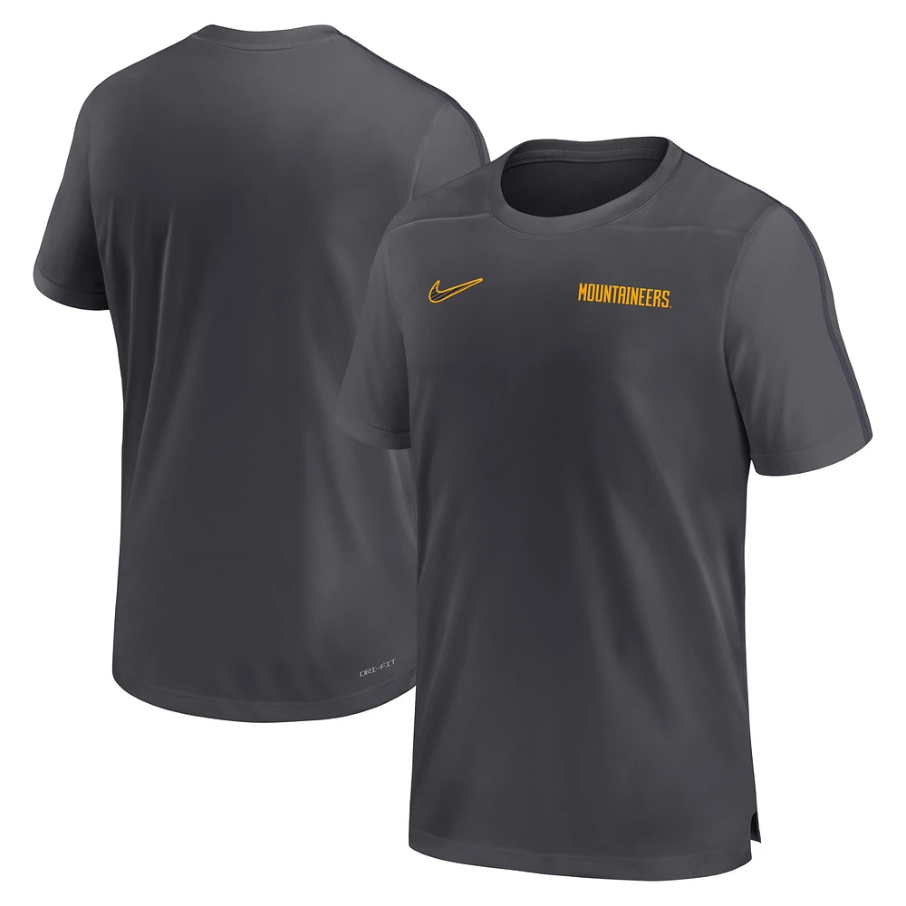 Haut de performance Nike West Virginia Mountaineers 2024 Sideline Coach pour homme, anthracite