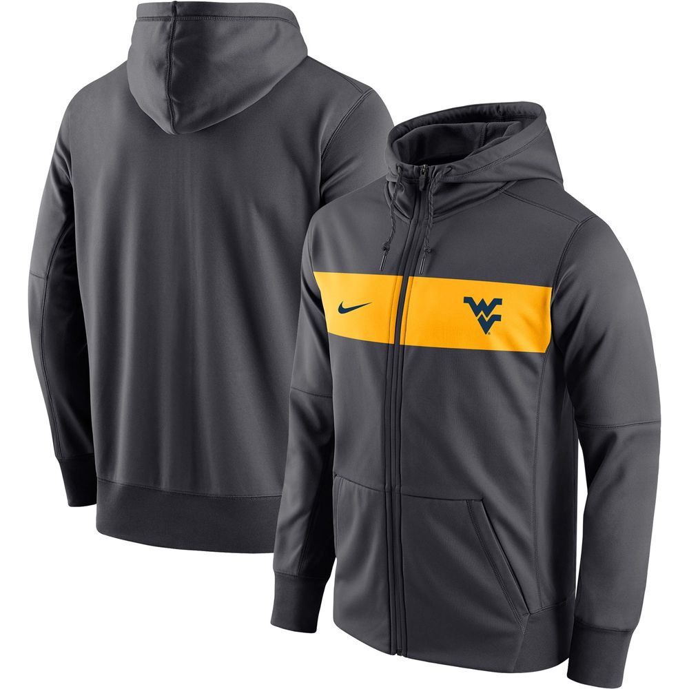 Men's Nike Anthracite West Virginia Mountaineers Logo Performance Full-Zip Hoodie