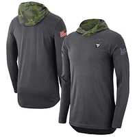 Men's Nike Anthracite West Virginia Mountaineers Military Long Sleeve Hoodie T-Shirt