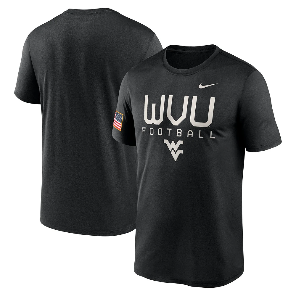 T-shirt Nike West Virginia Mountaineers 2024 Military Appreciation Legend Performance pour homme noir