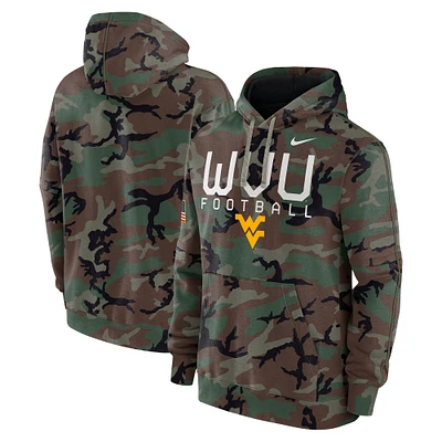 Men's Nike  Camo West Virginia Mountaineers 2024 Military Appreciation Club Fleece Pullover Hoodie