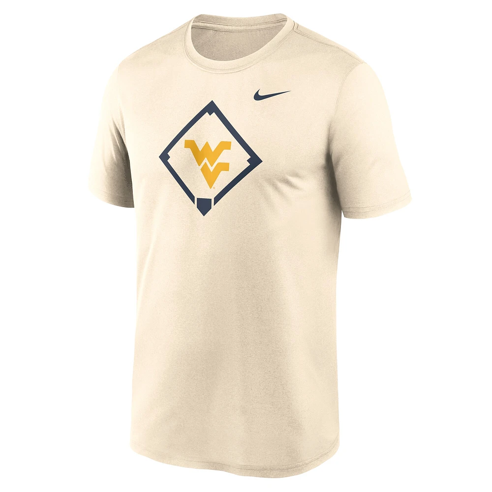 T-shirt Nike pour homme, couleur crème, avec logo West Virginia Mountaineers Legend Baseball Performance