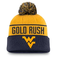 Men's Nike Gold/Navy West Virginia Mountaineers Local Peak Cuffed Knit Hat with Pom