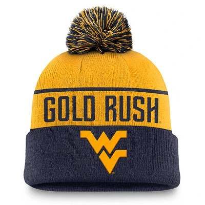 Men's Nike Gold/Navy West Virginia Mountaineers Local Peak Cuffed Knit Hat with Pom