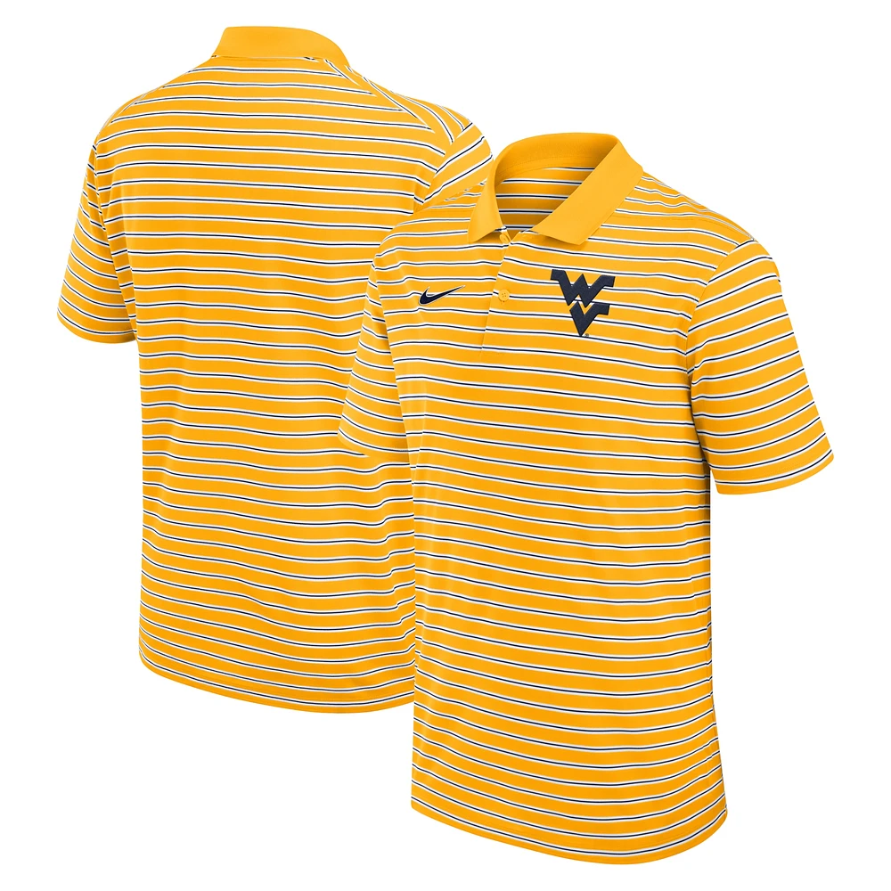 Men's Nike Gold/White West Virginia Mountaineers Primetime Victory Striped Performance Polo