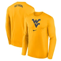 Men's Nike Gold West Virginia Mountaineers On-Court Basketball Shootaround Performance Long Sleeve T-Shirt