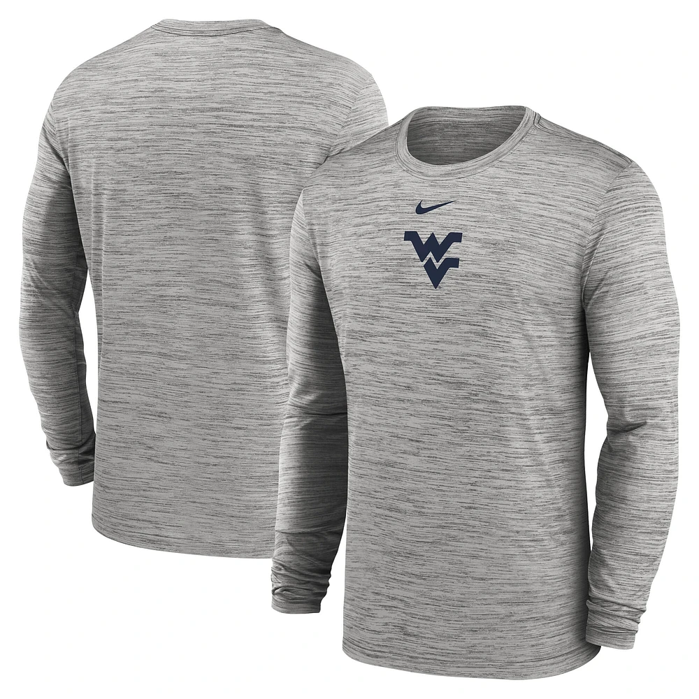 Men's Nike Gray West Virginia Mountaineers 2025 Sideline Velocity Performance Long Sleeve T-Shirt