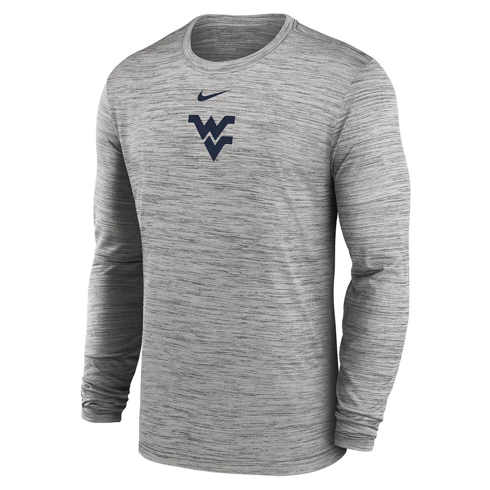 Men's Nike Gray West Virginia Mountaineers 2025 Sideline Velocity Performance Long Sleeve T-Shirt
