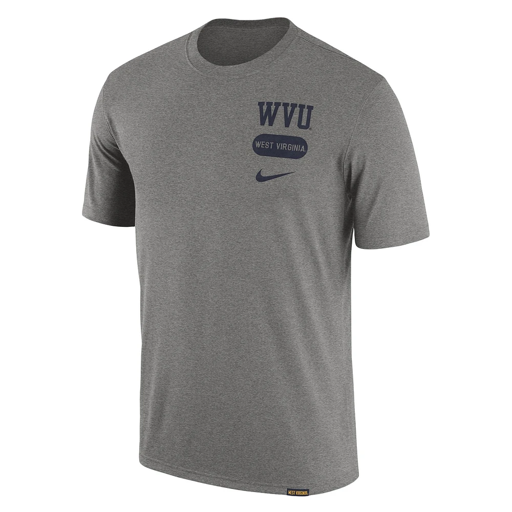 T-shirt à trois mélanges Nike West Virginia Mountaineers Campus Letterman pour homme, gris chiné