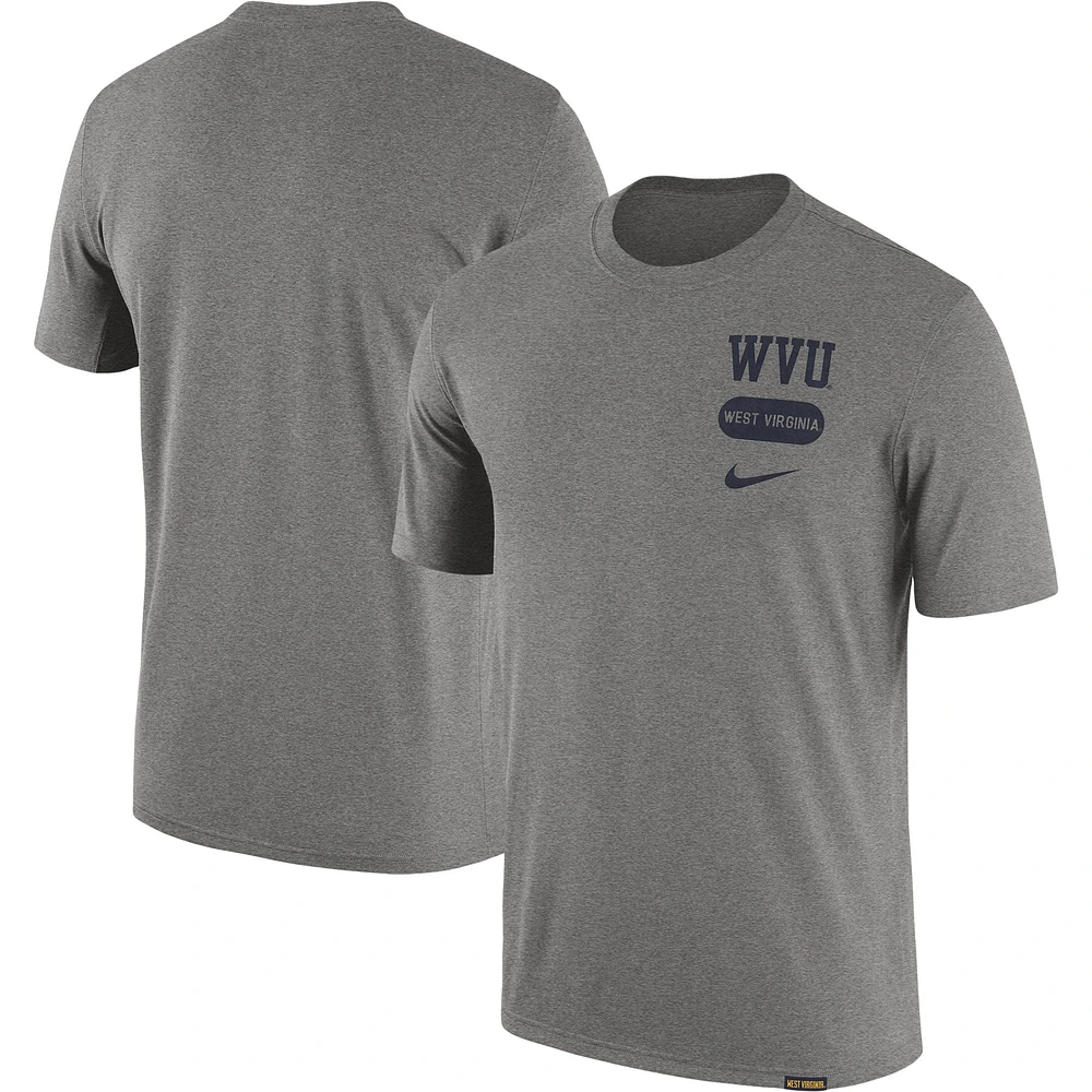 T-shirt à trois mélanges Nike West Virginia Mountaineers Campus Letterman pour homme, gris chiné