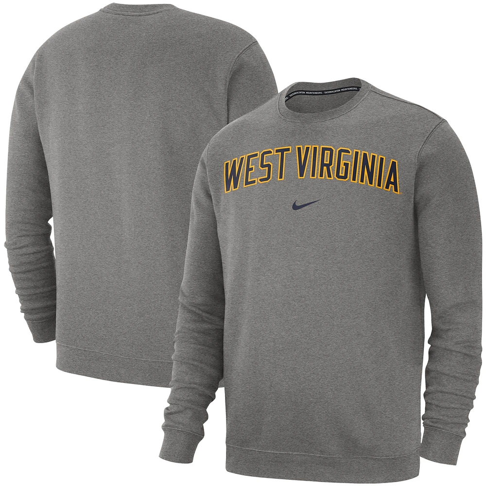 Sweat-shirt en polaire Nike pour hommes, gris chiné, West Virginia Mountaineers Club