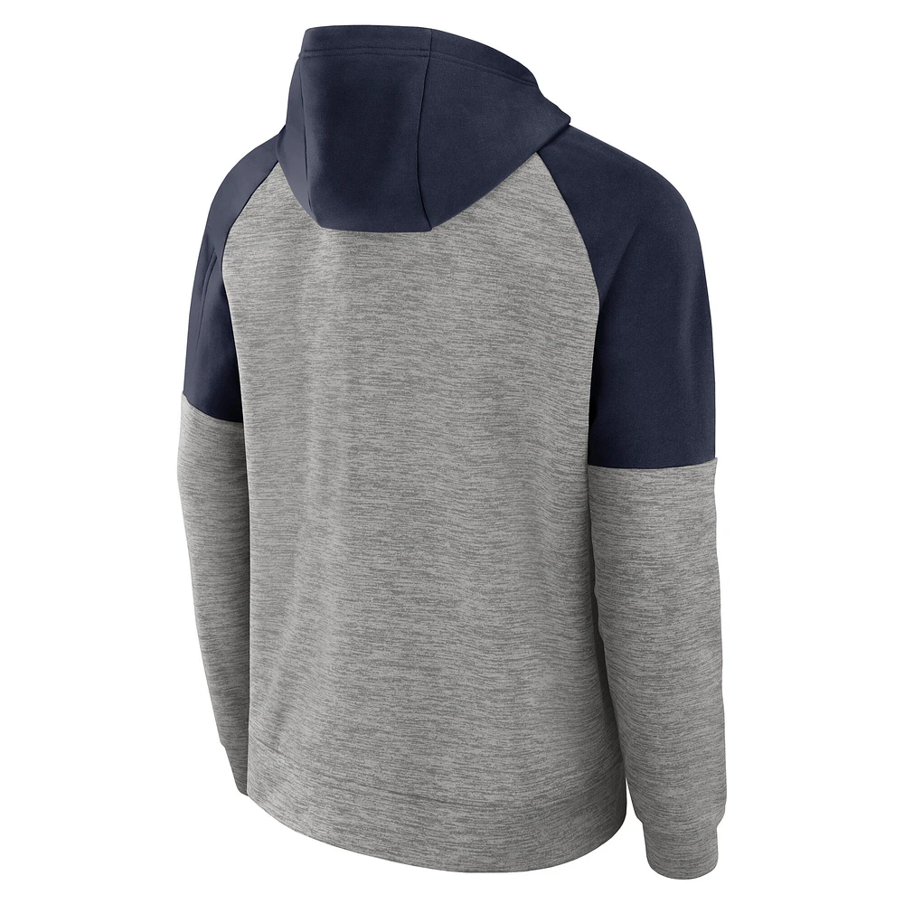 Men's Nike Heather Gray West Virginia Mountaineers Fitness Raglan Performance Full-Zip Hoodie