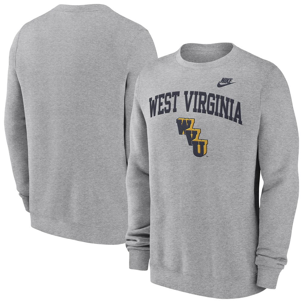 Sweat-shirt à enfiler en sergé brodé avec logo Nike Heather Grey West Virginia Mountaineers Legacy Classic Tackle pour homme