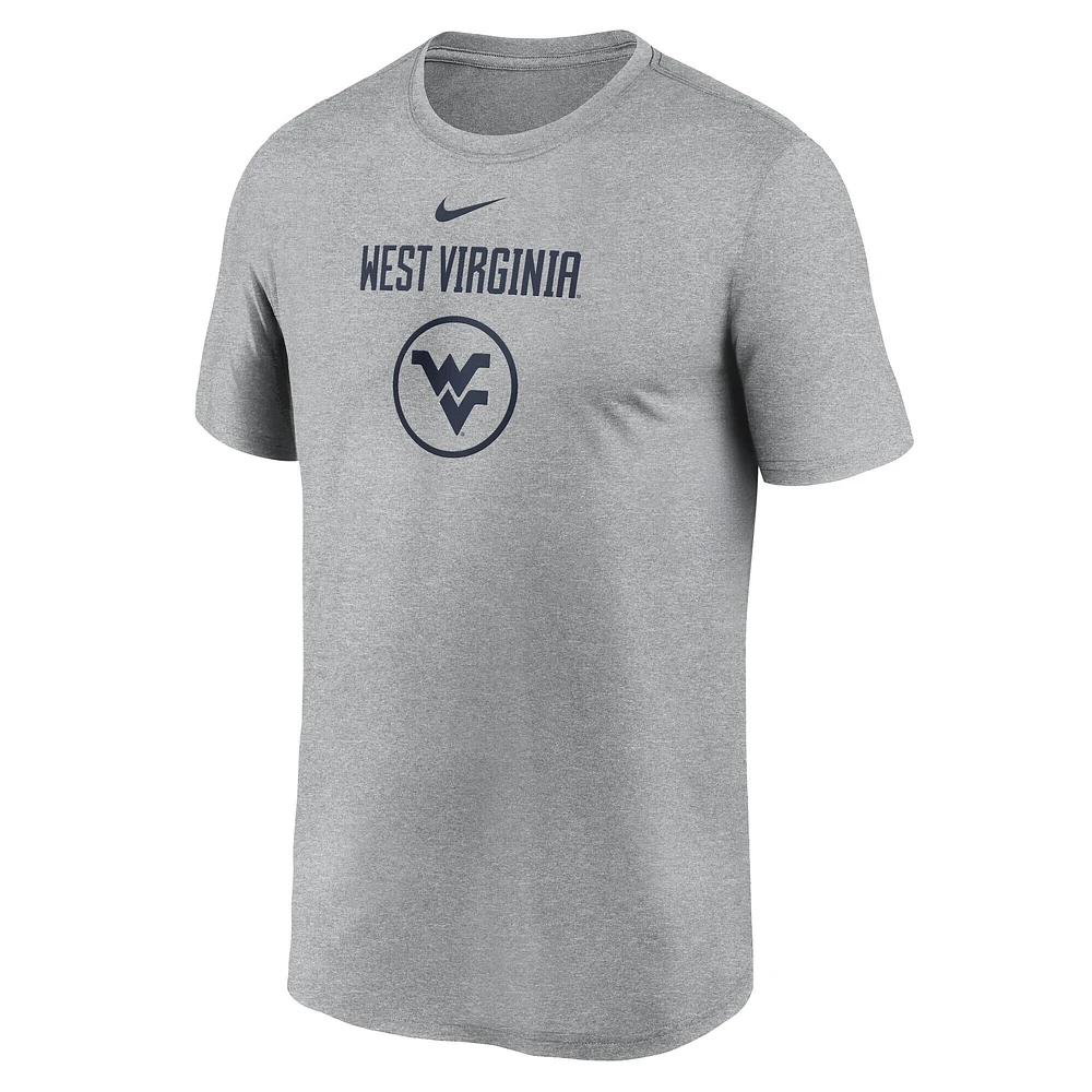T-shirt Nike Heather Grey West Virginia Mountaineers pour homme - Légende du basket-ball sur le terrain Performance