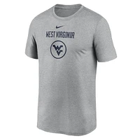 T-shirt Nike Heather Grey West Virginia Mountaineers pour homme - Légende du basket-ball sur le terrain Performance