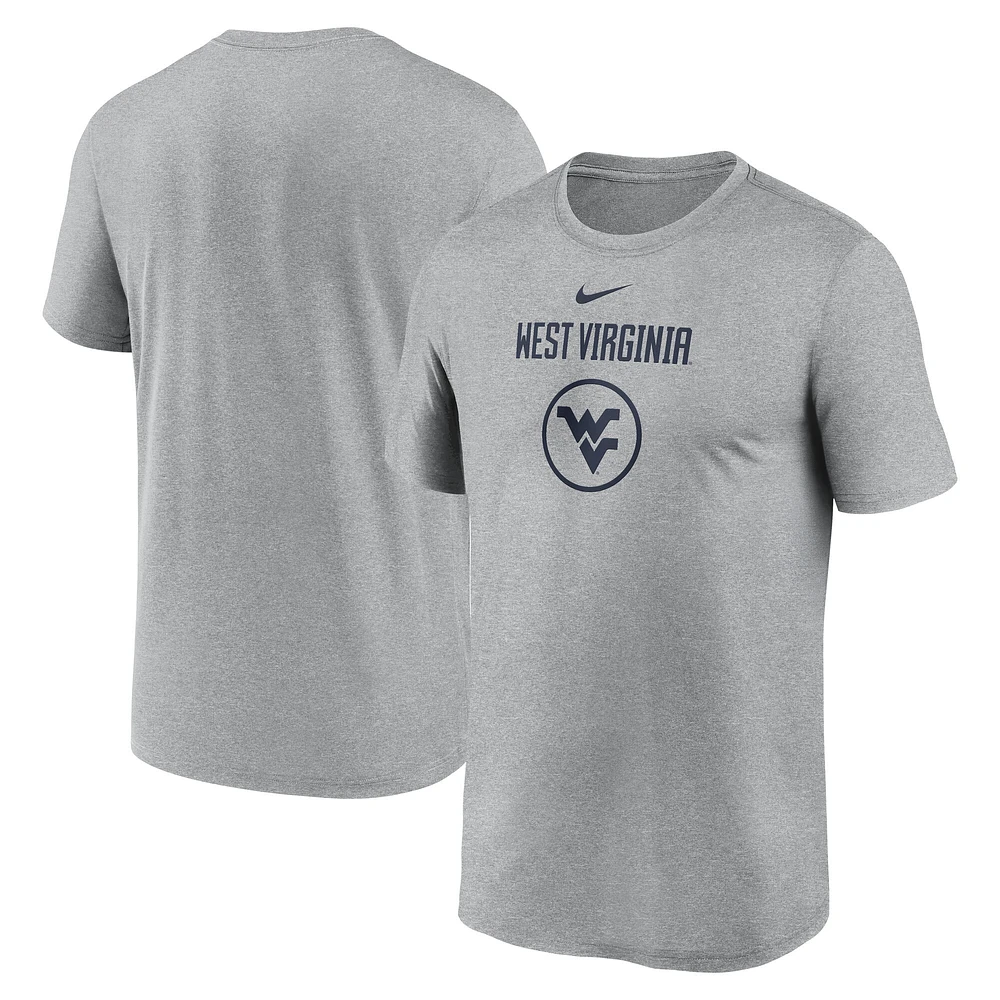 T-shirt Nike Heather Grey West Virginia Mountaineers pour homme - Légende du basket-ball sur le terrain Performance
