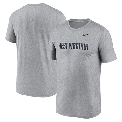 T-shirt Nike gris chiné pour hommes West Virginia Mountaineers Primetime Legend Wordmark