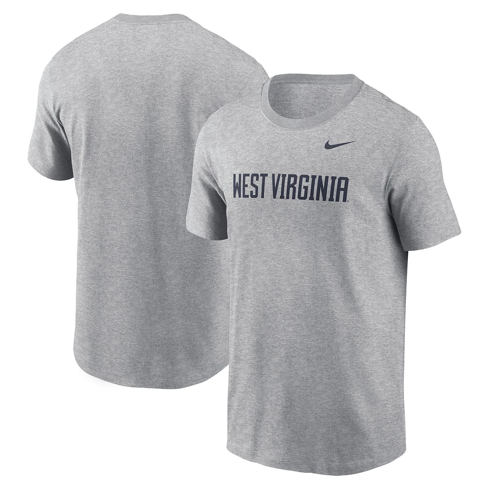 T-shirt Nike gris chiné West Virginia Mountaineers Primetime Wordmark pour homme