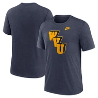 T-shirt Nike Heather Navy West Virginia Mountaineers Blitz Legacy Primary Tri-Blend pour homme