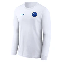 T-shirt d'échauffement à manches longues Nike Jerry West pour homme, blanc, des Virginia Mountaineers