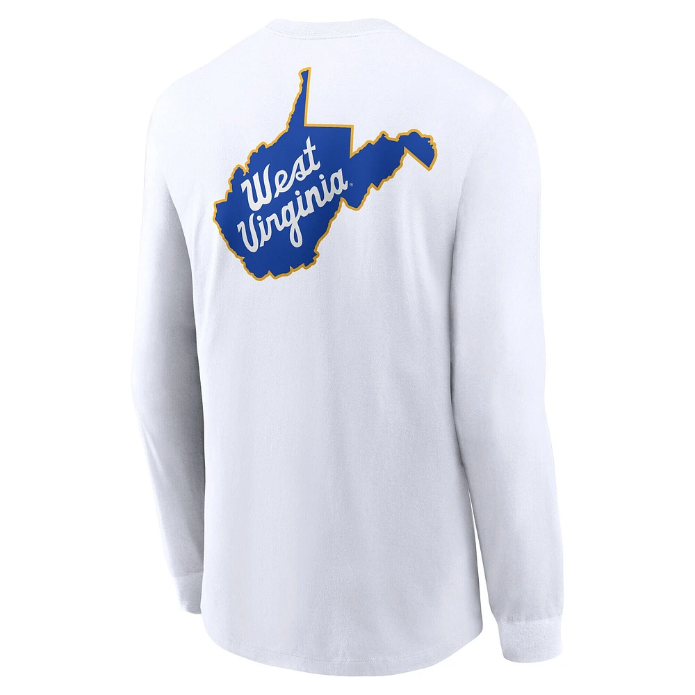 T-shirt d'échauffement à manches longues Nike Jerry West pour homme, blanc, des Virginia Mountaineers