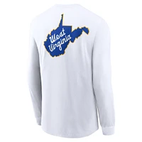 T-shirt d'échauffement à manches longues Nike Jerry West pour homme, blanc, des Virginia Mountaineers