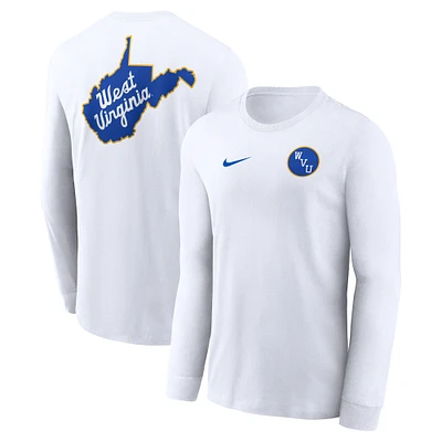 T-shirt d'échauffement à manches longues Nike Jerry West pour homme, blanc, des Virginia Mountaineers