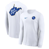 T-shirt d'échauffement à manches longues Nike Jerry West pour homme, blanc, des Virginia Mountaineers